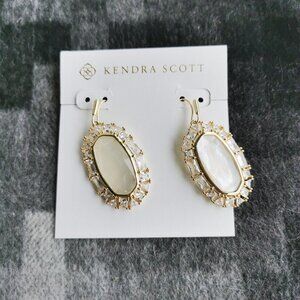Kendra Scott Elle Gold Ivory Mother-of-Pearl Crystal Frame Drop Earrings